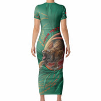 Personalized Bangladesh Short Sleeve Bodycon Dress Royal Bengal Tiger Spiral Pattern