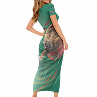 Personalized Bangladesh Short Sleeve Bodycon Dress Royal Bengal Tiger Spiral Pattern