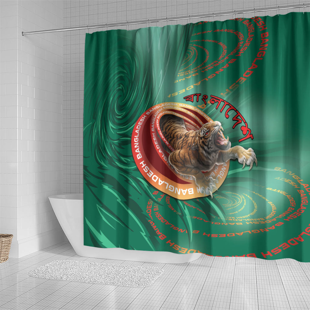 Bangladesh Shower Curtain Royal Bengal Tiger Spiral Pattern