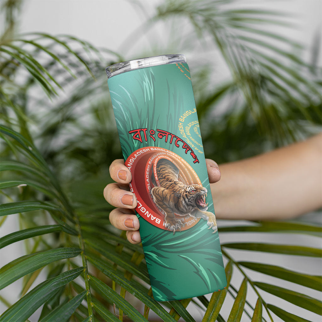 Personalized Bangladesh Skinny Tumbler Royal Bengal Tiger Spiral Pattern