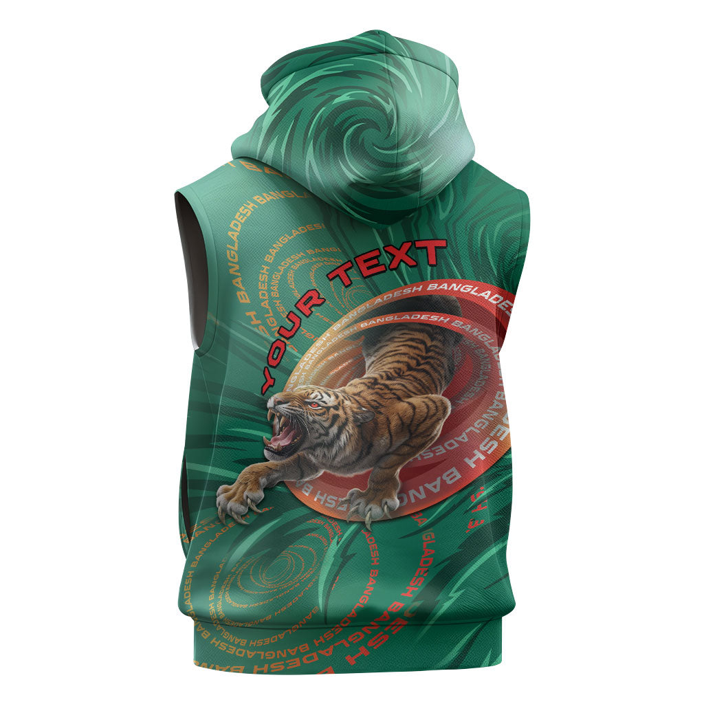 Personalized Bangladesh Sleeveless Hoodie Royal Bengal Tiger Spiral Pattern