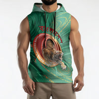 Personalized Bangladesh Sleeveless Hoodie Royal Bengal Tiger Spiral Pattern