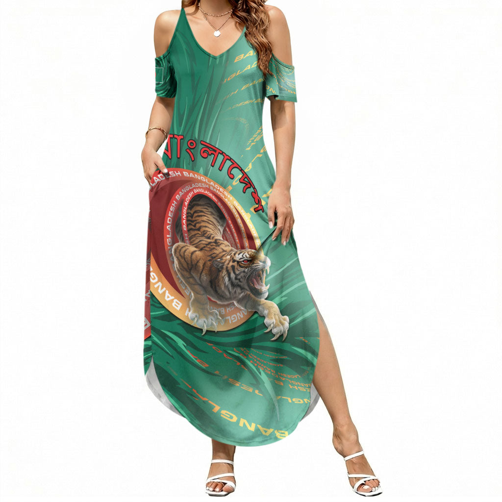 Personalized Bangladesh Summer Maxi Dress Royal Bengal Tiger Spiral Pattern