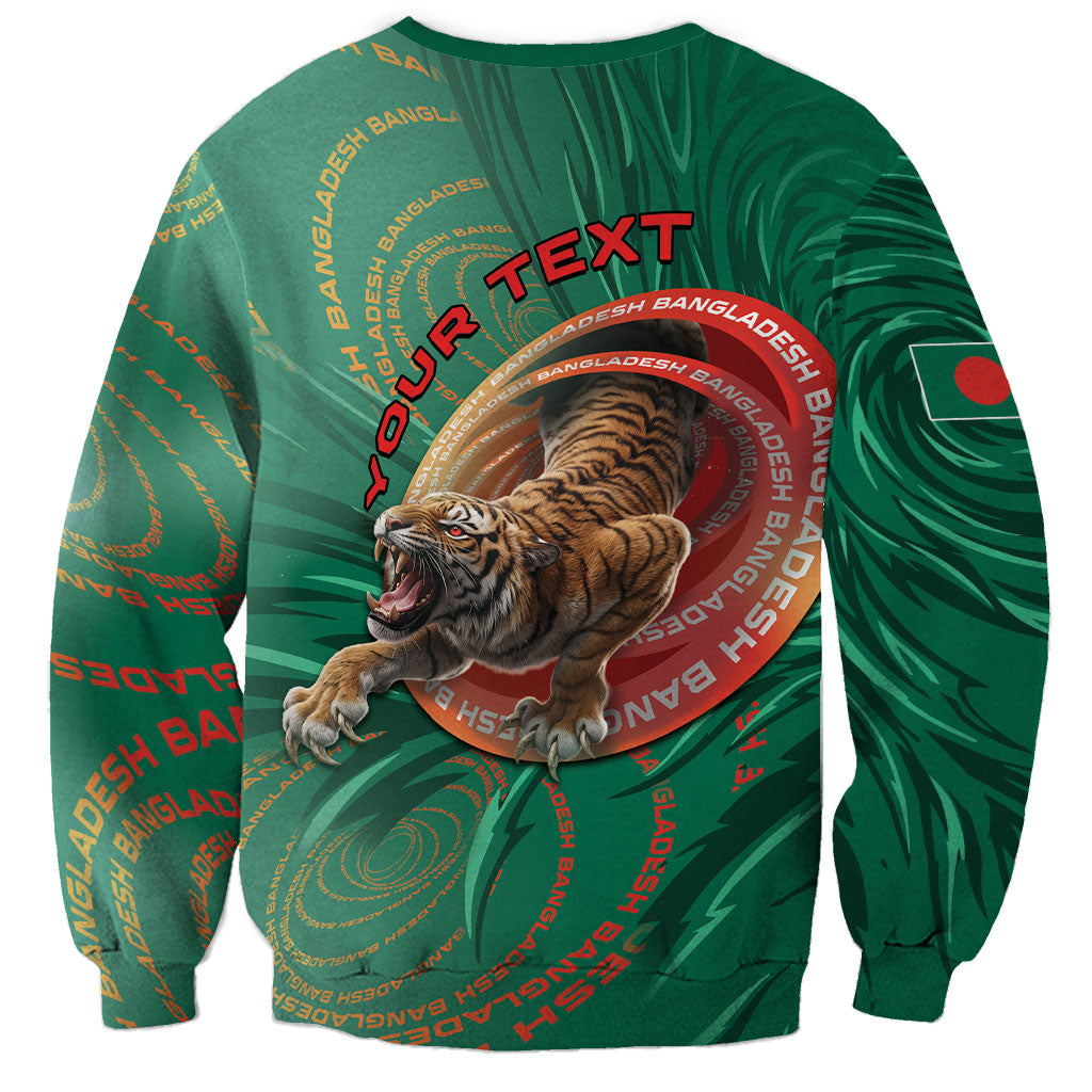 Personalized Bangladesh Sweatshirt Royal Bengal Tiger Spiral Pattern