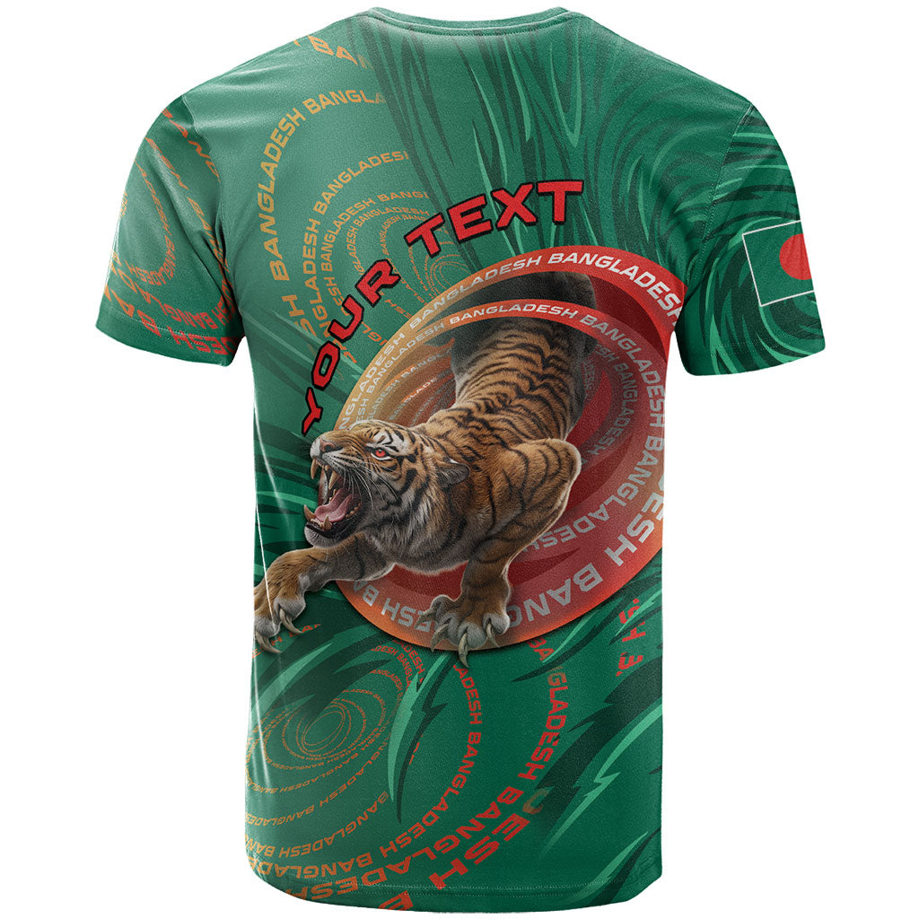 Personalized Bangladesh T Shirt Royal Bengal Tiger Spiral Pattern