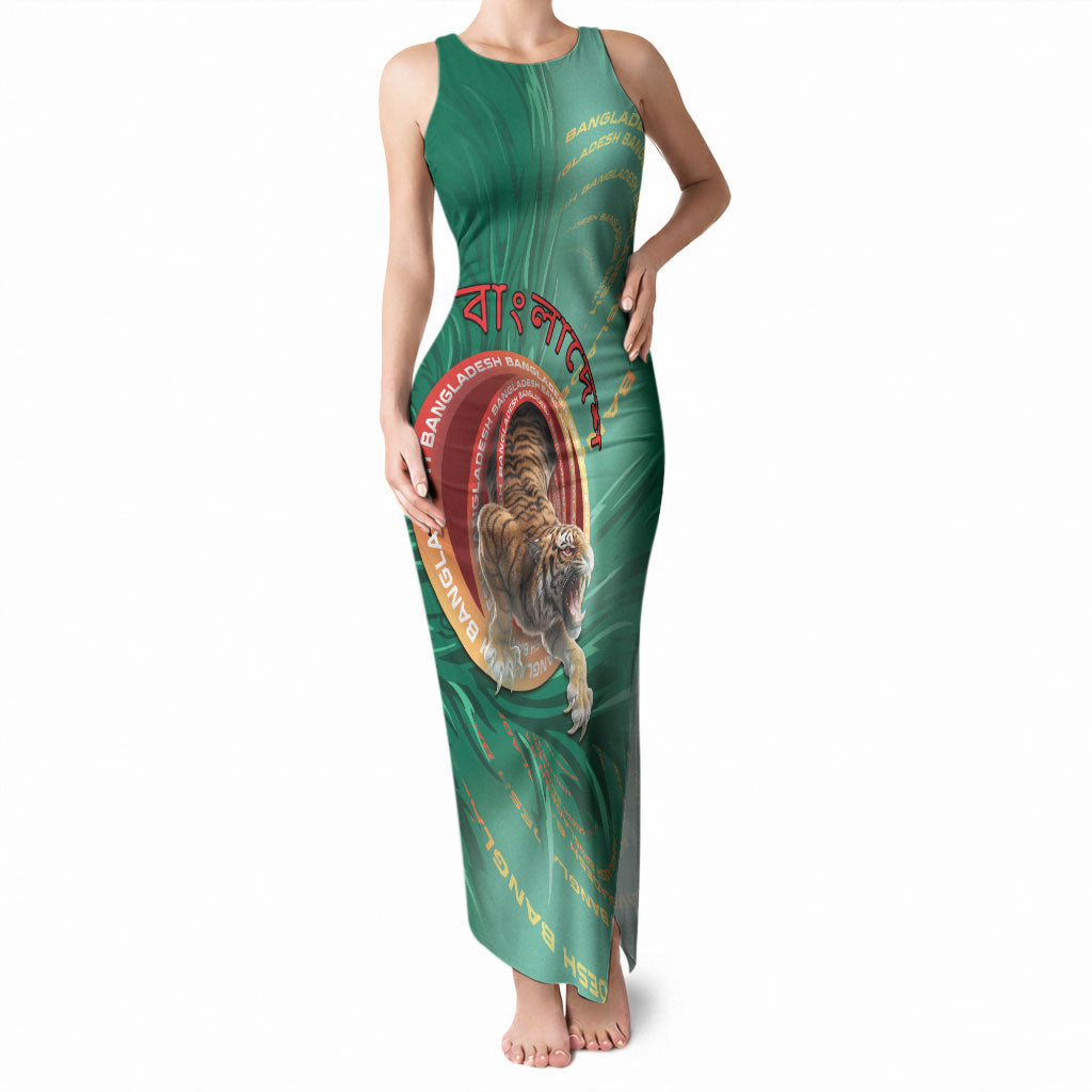 Personalized Bangladesh Tank Maxi Dress Royal Bengal Tiger Spiral Pattern