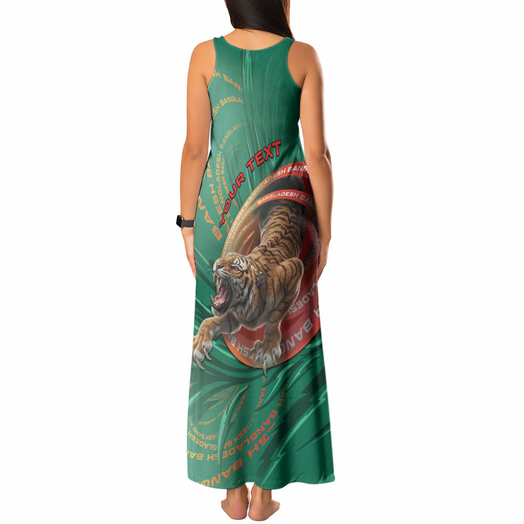 Personalized Bangladesh Tank Maxi Dress Royal Bengal Tiger Spiral Pattern