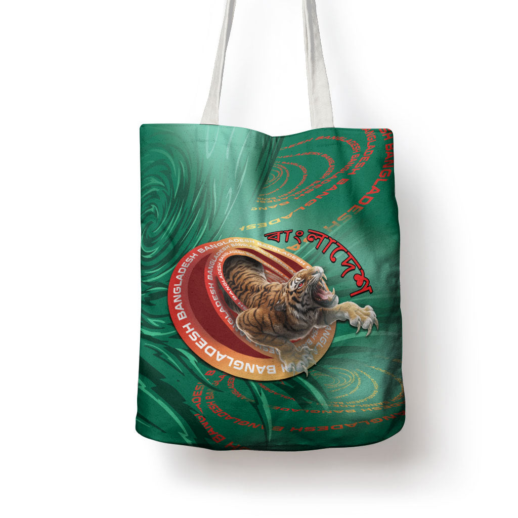 Bangladesh Tote Bag Royal Bengal Tiger Spiral Pattern
