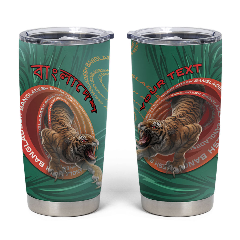 Personalized Bangladesh Tumbler Cup Royal Bengal Tiger Spiral Pattern