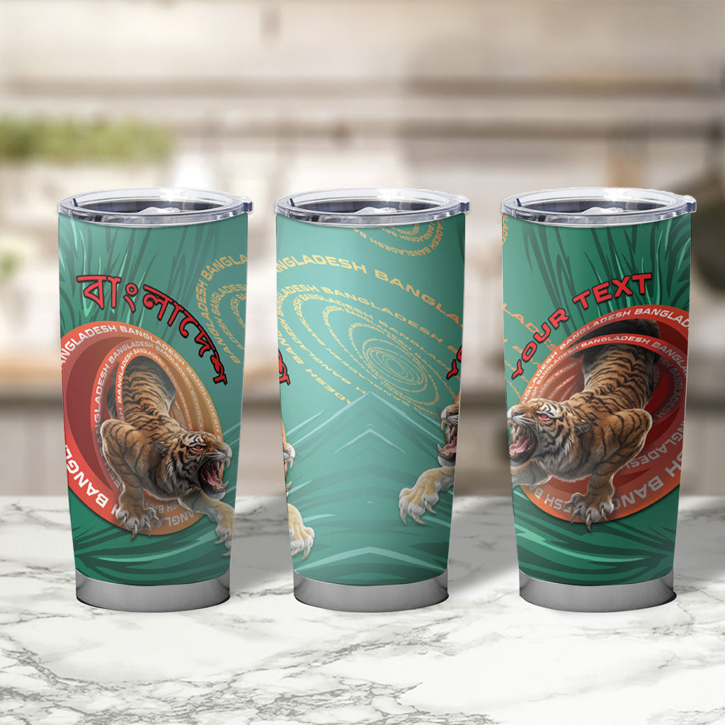 Personalized Bangladesh Tumbler Cup Royal Bengal Tiger Spiral Pattern