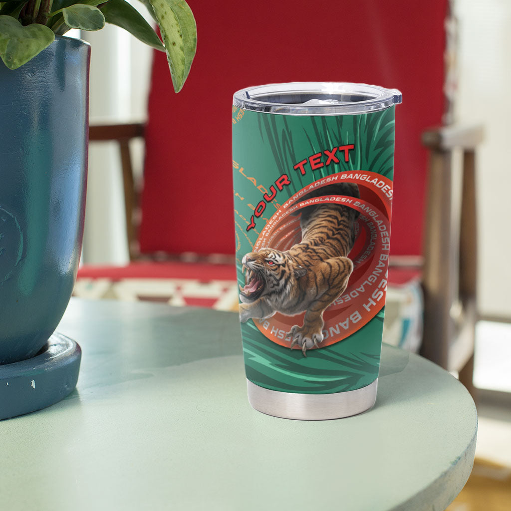Personalized Bangladesh Tumbler Cup Royal Bengal Tiger Spiral Pattern