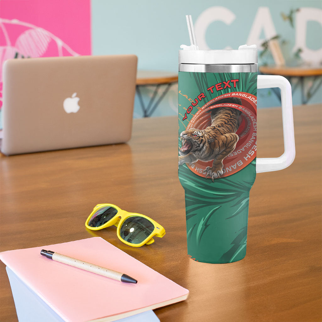 Personalized Bangladesh Tumbler With Handle Royal Bengal Tiger Spiral Pattern