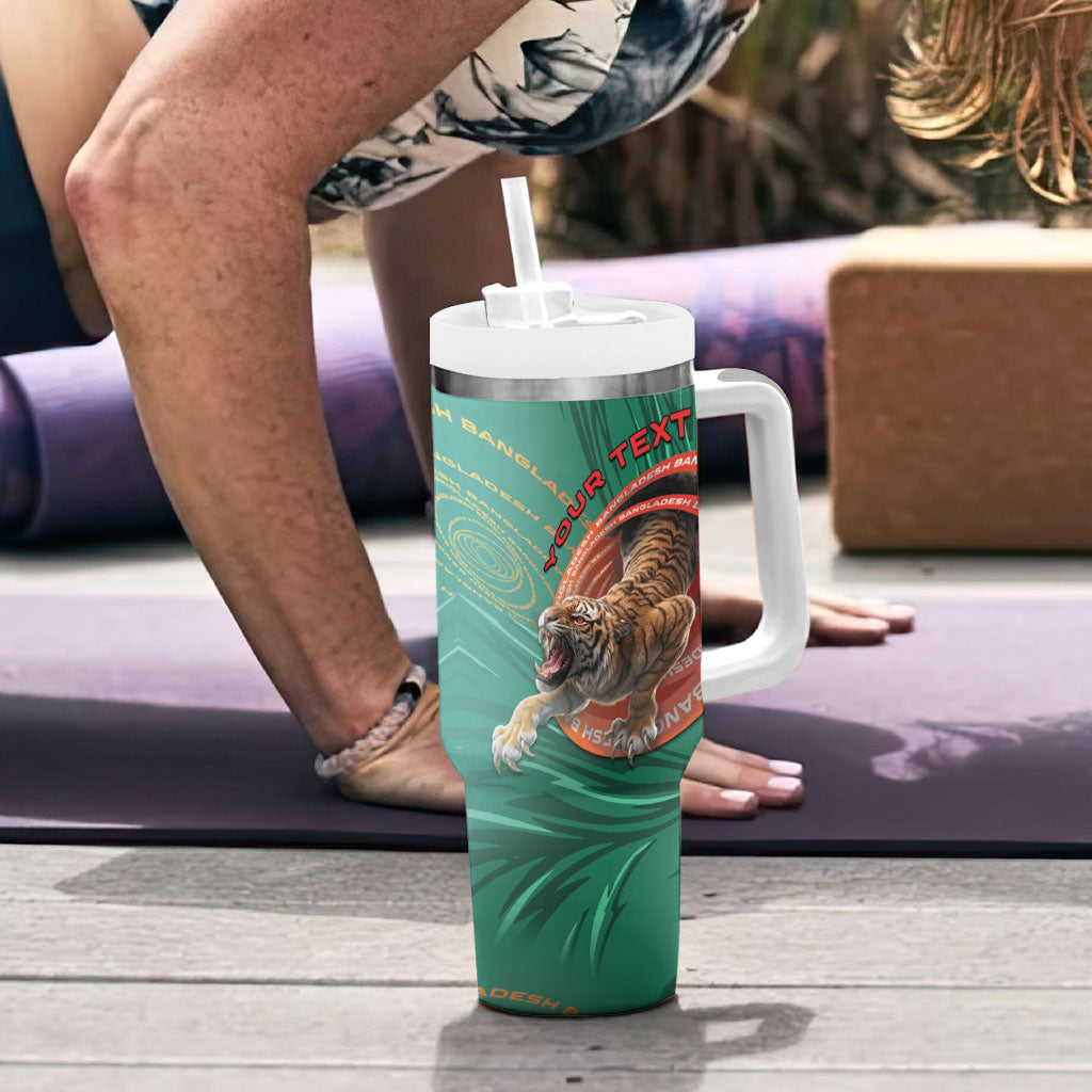 Personalized Bangladesh Tumbler With Handle Royal Bengal Tiger Spiral Pattern