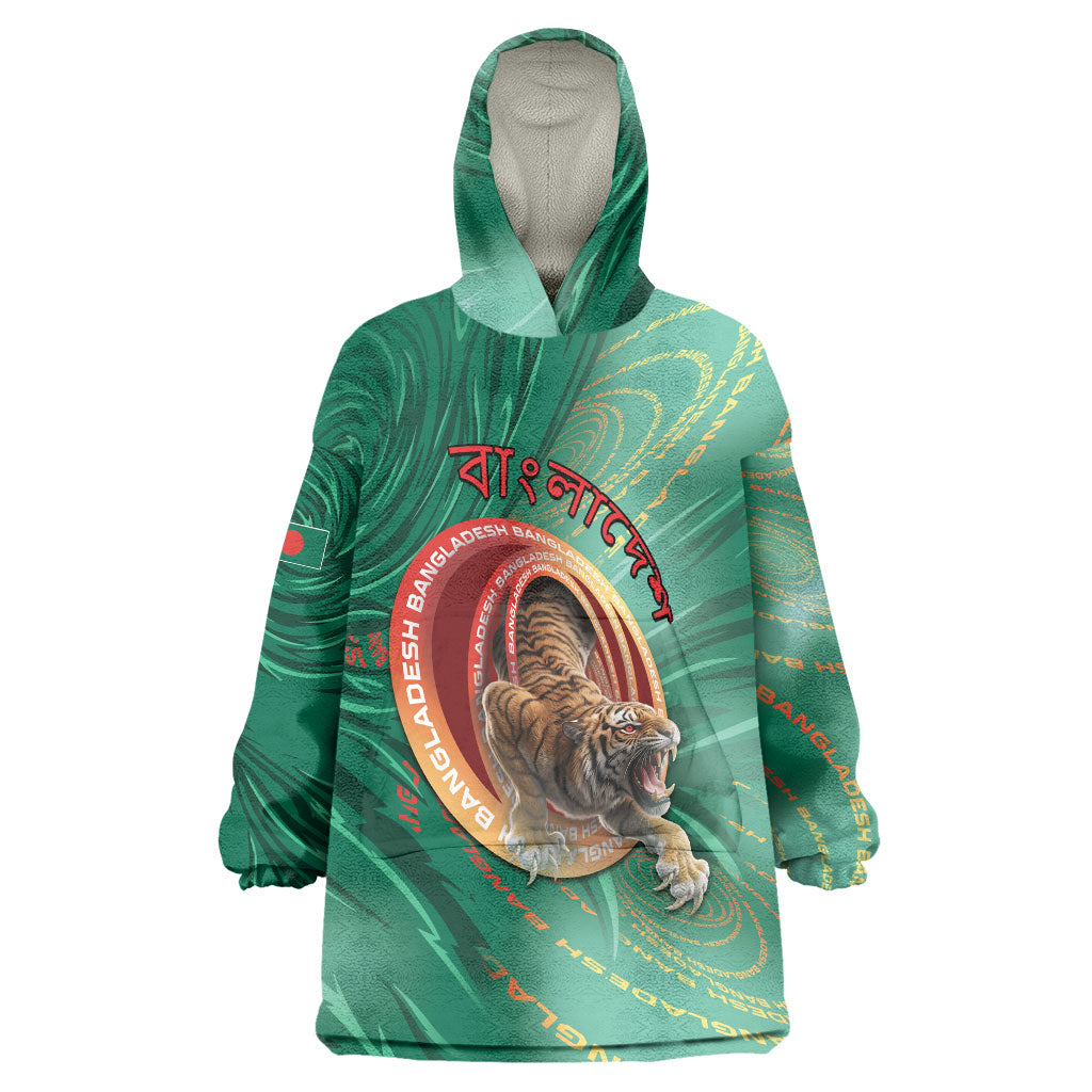Personalized Bangladesh Wearable Blanket Hoodie Royal Bengal Tiger Spiral Pattern