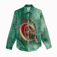 Personalized Bangladesh Women Casual Shirt Royal Bengal Tiger Spiral Pattern