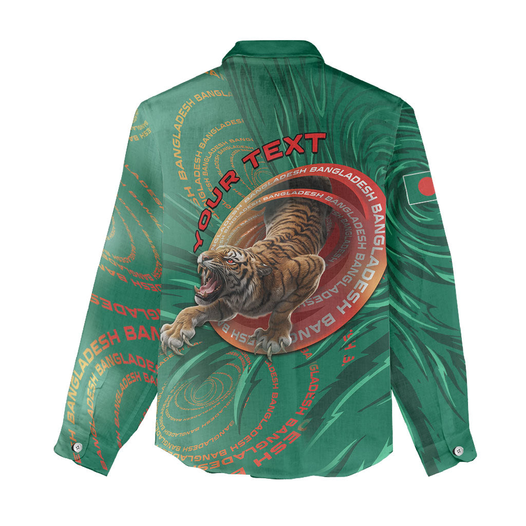 Personalized Bangladesh Women Casual Shirt Royal Bengal Tiger Spiral Pattern