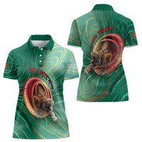 Personalized Bangladesh Women Polo Shirt Royal Bengal Tiger Spiral Pattern