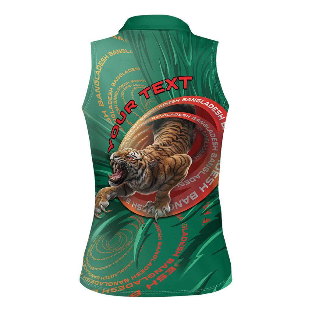 Personalized Bangladesh Women Sleeveless Polo Shirt Royal Bengal Tiger Spiral Pattern