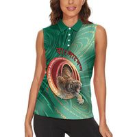 Personalized Bangladesh Women Sleeveless Polo Shirt Royal Bengal Tiger Spiral Pattern