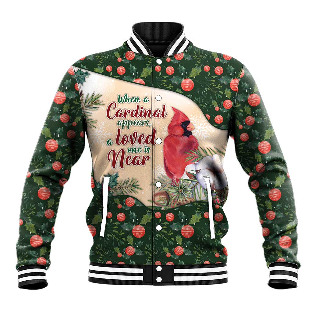 Memorial Cardinal Christmas Baseball Jacket When A Cardinal Appears Loved One Is Near - Wonder Print Shop