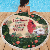 Memorial Cardinal Christmas Beach Blanket When A Cardinal Appears Loved One Is Near - Wonder Print Shop