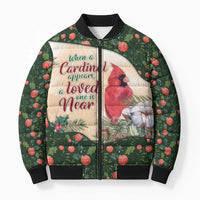 Memorial Cardinal Christmas Bomber Puffer Jacket When A Cardinal Appears Loved One Is Near - Wonder Print Shop