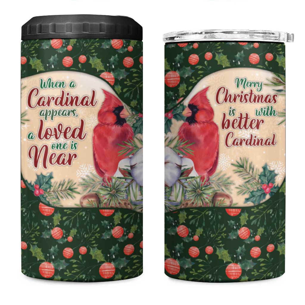 Memorial Cardinal Christmas 4 in 1 Can Cooler Tumbler When A Cardinal Appears Loved One Is Near - Wonder Print Shop