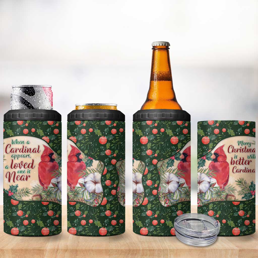 Memorial Cardinal Christmas 4 in 1 Can Cooler Tumbler When A Cardinal Appears Loved One Is Near - Wonder Print Shop