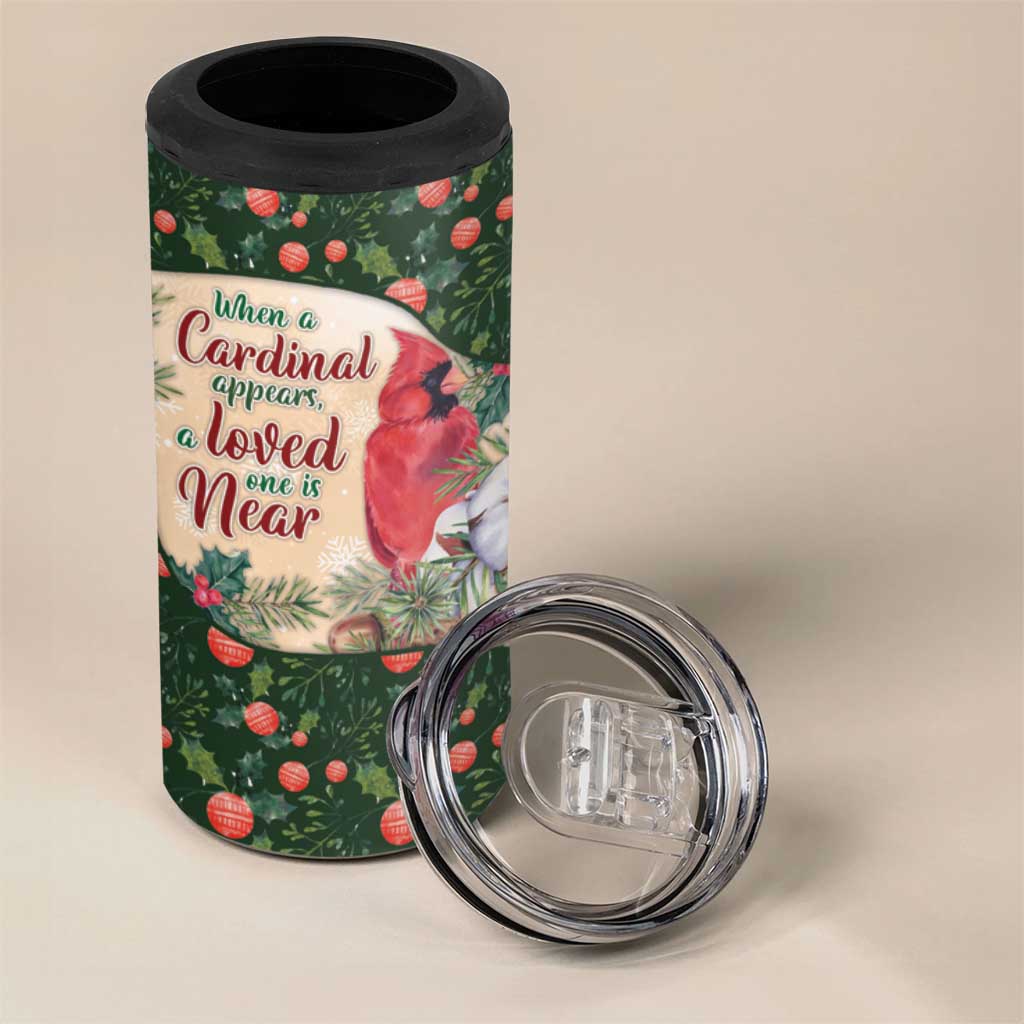 Memorial Cardinal Christmas 4 in 1 Can Cooler Tumbler When A Cardinal Appears Loved One Is Near - Wonder Print Shop