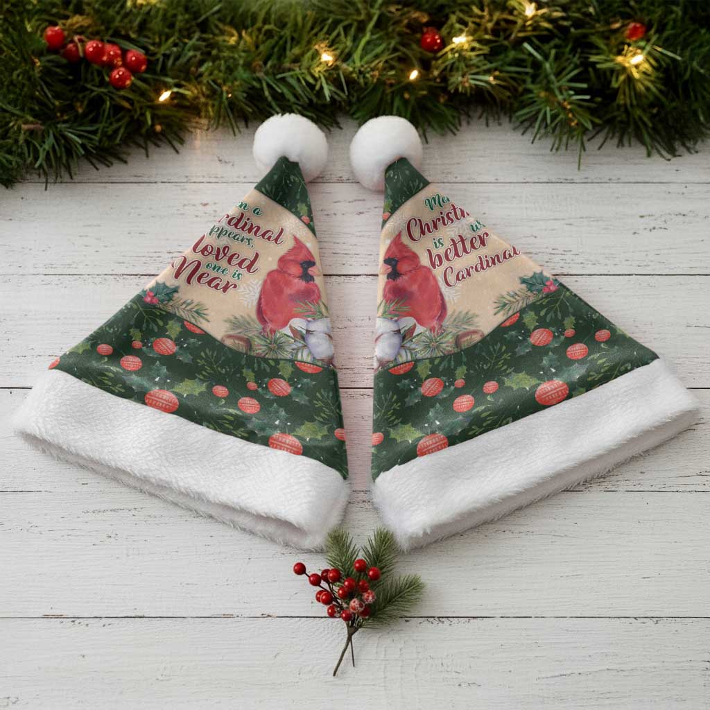 Cardinal Christmas Santa Hat Love Near The Xmas - Wonder Print Shop
