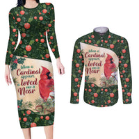 Memorial Cardinal Christmas Couples Matching Long Sleeve Bodycon Dress and Long Sleeve Button Shirt When A Cardinal Appears Loved One Is Near - Wonder Print Shop