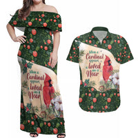 Memorial Cardinal Christmas Couples Matching Off Shoulder Maxi Dress and Hawaiian Shirt When A Cardinal Appears Loved One Is Near - Wonder Print Shop