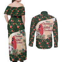 Memorial Cardinal Christmas Couples Matching Off Shoulder Maxi Dress and Long Sleeve Button Shirt When A Cardinal Appears Loved One Is Near - Wonder Print Shop