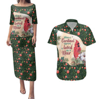 Memorial Cardinal Christmas Couples Matching Puletasi and Hawaiian Shirt When A Cardinal Appears Loved One Is Near - Wonder Print Shop
