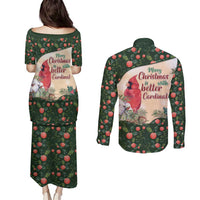 Memorial Cardinal Christmas Couples Matching Puletasi and Long Sleeve Button Shirt When A Cardinal Appears Loved One Is Near - Wonder Print Shop