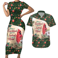 Memorial Cardinal Christmas Couples Matching Short Sleeve Bodycon Dress and Hawaiian Shirt When A Cardinal Appears Loved One Is Near - Wonder Print Shop
