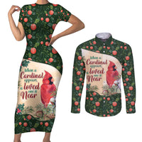 Memorial Cardinal Christmas Couples Matching Short Sleeve Bodycon Dress and Long Sleeve Button Shirt When A Cardinal Appears Loved One Is Near - Wonder Print Shop