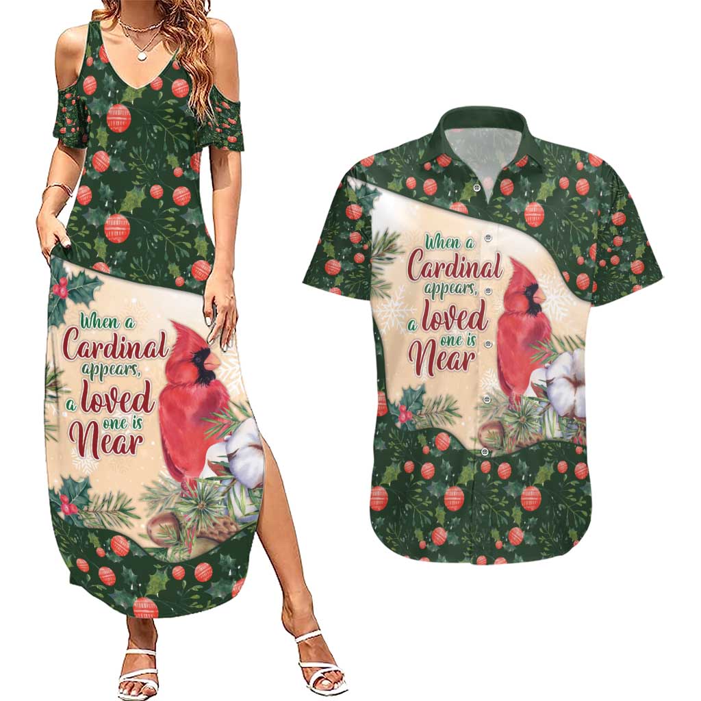 Memorial Cardinal Christmas Couples Matching Summer Maxi Dress and Hawaiian Shirt When A Cardinal Appears Loved One Is Near - Wonder Print Shop