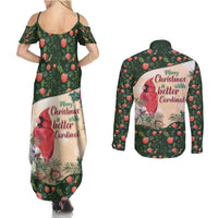 Memorial Cardinal Christmas Couples Matching Summer Maxi Dress and Long Sleeve Button Shirt When A Cardinal Appears Loved One Is Near - Wonder Print Shop