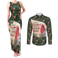Memorial Cardinal Christmas Couples Matching Tank Maxi Dress and Long Sleeve Button Shirt When A Cardinal Appears Loved One Is Near - Wonder Print Shop
