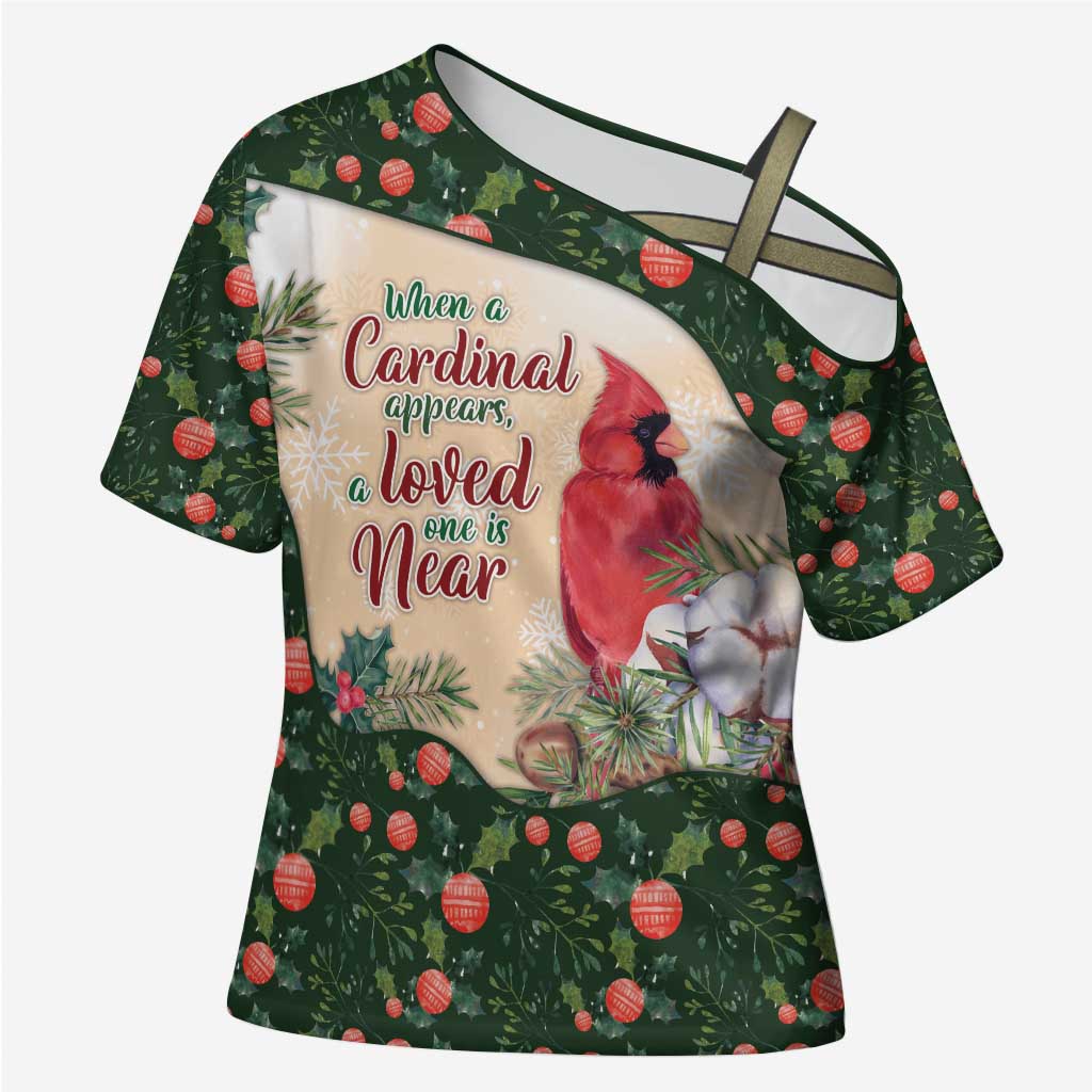 Memorial Cardinal Christmas Cross Shoulder Shirt When A Cardinal Appears Loved One Is Near - Wonder Print Shop