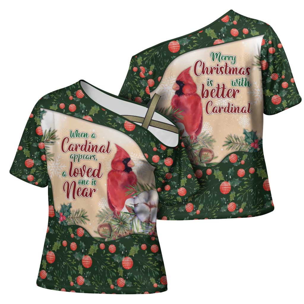 Memorial Cardinal Christmas Cross Shoulder Shirt When A Cardinal Appears Loved One Is Near - Wonder Print Shop