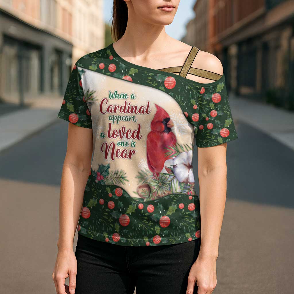 Memorial Cardinal Christmas Cross Shoulder Shirt When A Cardinal Appears Loved One Is Near - Wonder Print Shop