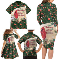 Memorial Cardinal Christmas Family Matching Long Sleeve Bodycon Dress and Hawaiian Shirt When A Cardinal Appears Loved One Is Near - Wonder Print Shop