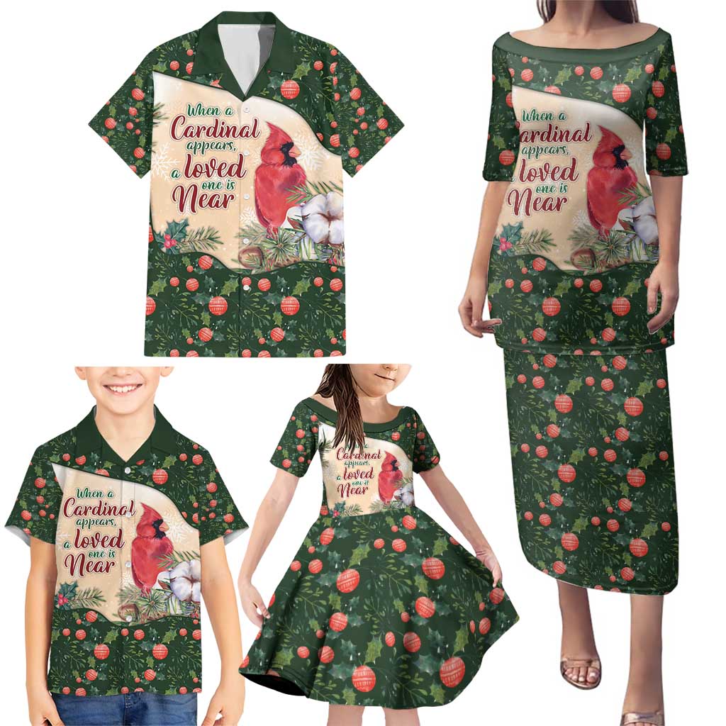 Memorial Cardinal Christmas Family Matching Puletasi and Hawaiian Shirt When A Cardinal Appears Loved One Is Near - Wonder Print Shop