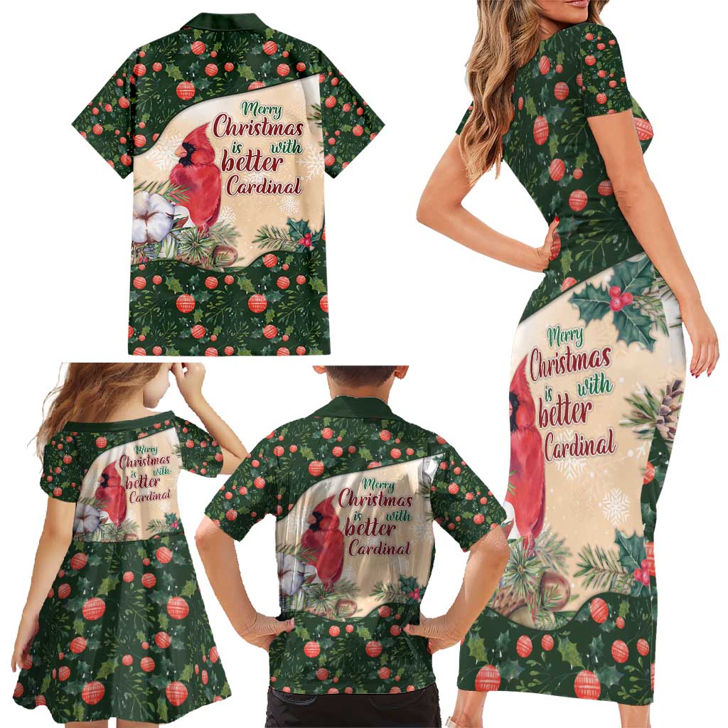 Memorial Cardinal Christmas Family Matching Short Sleeve Bodycon Dress and Hawaiian Shirt When A Cardinal Appears Loved One Is Near - Wonder Print Shop