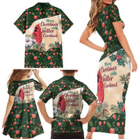 Memorial Cardinal Christmas Family Matching Short Sleeve Bodycon Dress and Hawaiian Shirt When A Cardinal Appears Loved One Is Near - Wonder Print Shop