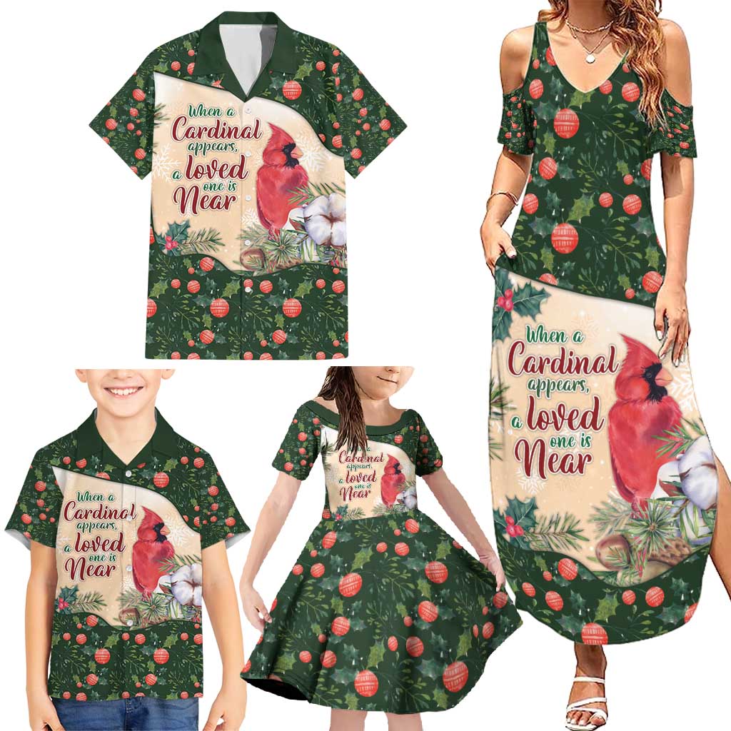 Memorial Cardinal Christmas Family Matching Summer Maxi Dress and Hawaiian Shirt When A Cardinal Appears Loved One Is Near - Wonder Print Shop