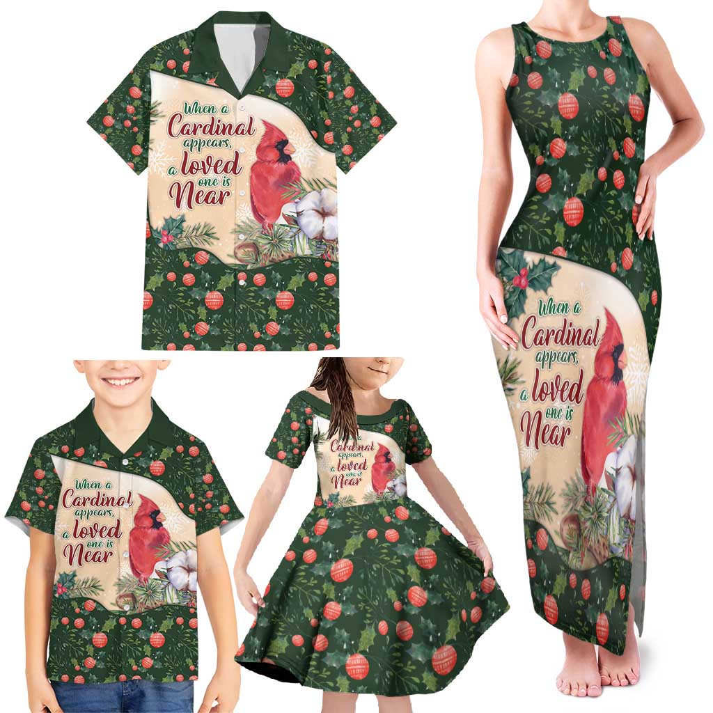 Memorial Cardinal Christmas Family Matching Tank Maxi Dress and Hawaiian Shirt When A Cardinal Appears Loved One Is Near - Wonder Print Shop