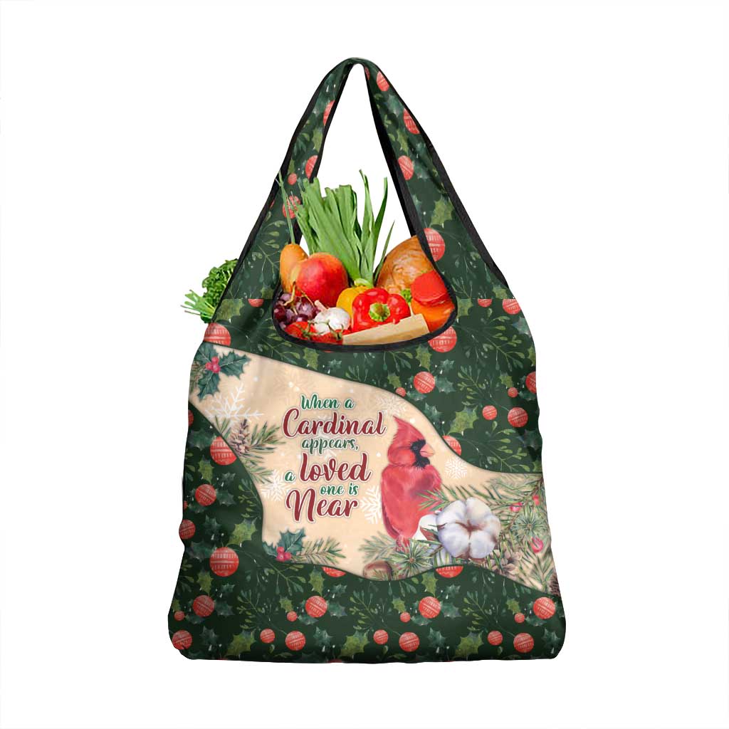 Memorial Cardinal Christmas Grocery Bag When A Cardinal Appears Loved One Is Near - Wonder Print Shop